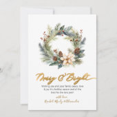 Elegant Merry and Bright Script Wreath Weihnachten (Vorderseite)