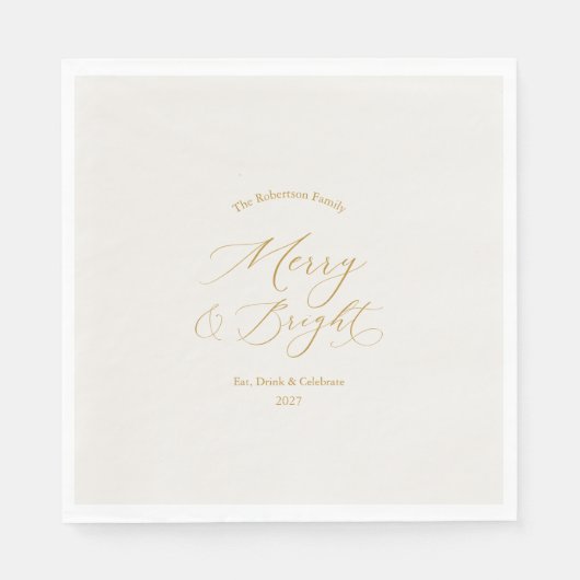 Elegant “Merry & Bright” Christmas Serviette (Vorderseite)