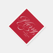 Elegant Merry Calligraphy Script Red Christmas Serviette (Ecke)