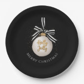 Elegant Merry Christmas Bauble Black Pappteller (Vorderseite)