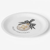 Elegant Merry Christmas Bauble White Black Pappteller (Schrägansicht)