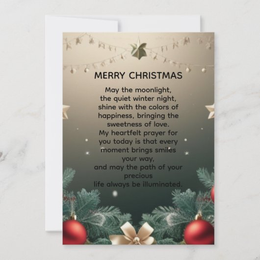 Elegant merry Christmas Border with Red Ornaments  Karte (Vorderseite)