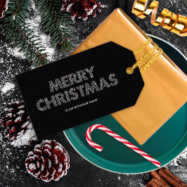Elegant Merry Christmas Business Black & White Geschenkanhänger