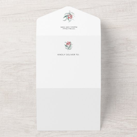 Elegant Merry Christmas Calligraphy 1-Foto All In One Einladung (Außenbereich)