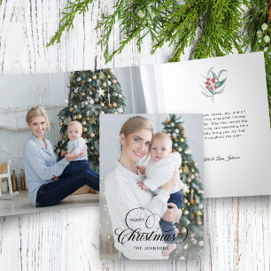 Elegant Merry Christmas Calligraphy 1-Foto Dreifach Gefaltete Urlaubskarte