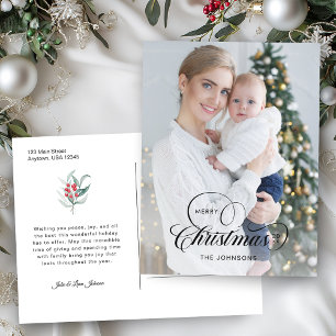 Elegant Merry Christmas Calligraphy 1-Foto Feiertagspostkarte