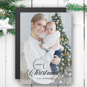 Elegant Merry Christmas Calligraphy 1-Foto Magnetkarte
