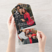 Elegant Merry Christmas Calligraphy 1-Photo All In One Einladung (Abreißen)