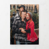 Elegant Merry Christmas Calligraphy 1-Photo Dreifach Gefaltete Karte (Cover)