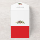 Elegant Merry Christmas Calligraphy Floral Foto All In One Einladung (Außenbereich)