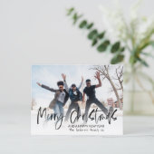 Elegant Merry Christmas Calligraphy Foto Holiday Postkarte (Stehend Vorderseite)