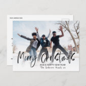 Elegant Merry Christmas Calligraphy Foto Holiday Postkarte (Vorne/Hinten)