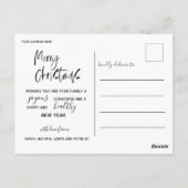 Elegant Merry Christmas Calligraphy Foto Holiday Postkarte (Rückseite)