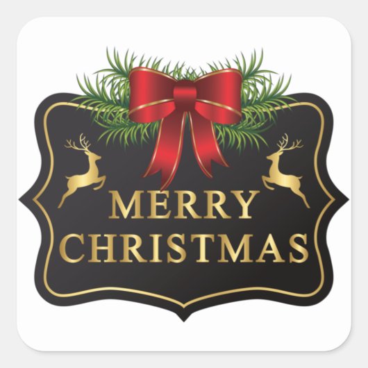 Elegant Merry Christmas Card Envelope Quadratischer Aufkleber (Vorderseite)