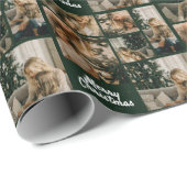 Elegant Merry Christmas Collage Green Geschenkpapier (Rolleneckpunkt)