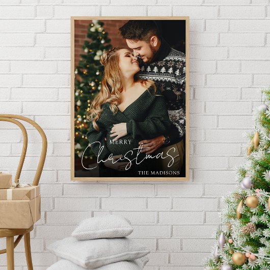 Elegant Merry Christmas Couple Foto Keepake Poster