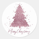 Elegant Merry Christmas | Dusty Mauve Pink Tree Runder Aufkleber (Vorderseite)
