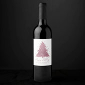 Elegant Merry Christmas | Dusty Mauve Pink Tree Weinetikett