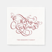 Elegant Merry Christmas Extravagant Script Red Serviette (Vorderseite)