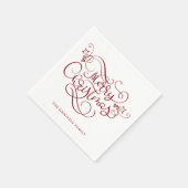 Elegant Merry Christmas Extravagant Script Red Serviette (Ecke)