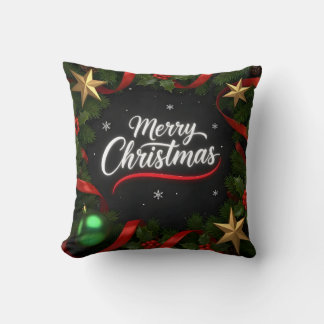 Elegant Merry Christmas Festive Throw Pillow Kissen