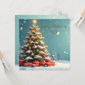 Elegant Merry Christmas Flat Card | Minimal Gold Karte (Vorderseite/Rückseite Beispiel)