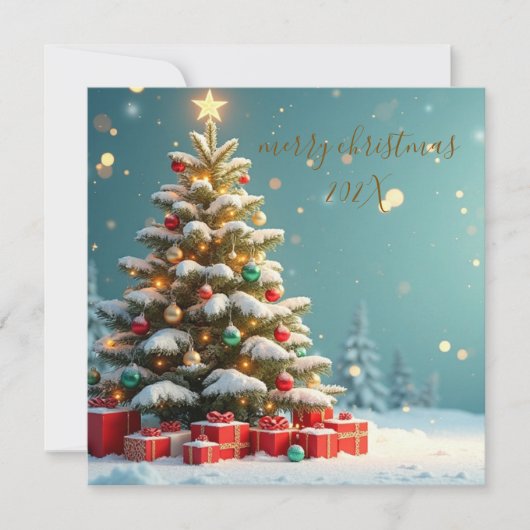 Elegant Merry Christmas Flat Card | Minimal Gold Karte (Vorderseite)