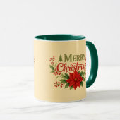 Elegant Merry Christmas Floral Coffee Mug| Holiday Tasse (VorderseiteRechts)
