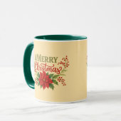 Elegant Merry Christmas Floral Coffee Mug| Holiday Tasse (Vorderseite Links)