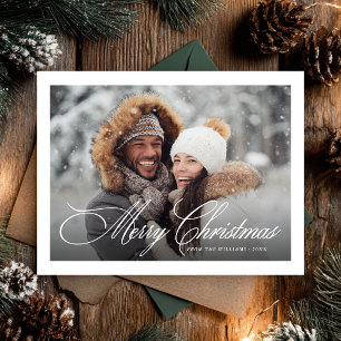 Elegant Merry Christmas Foto Einfache Skripte Feiertagspostkarte