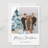 Elegant Merry Christmas Foto Feiertagskarte (Vorderseite)