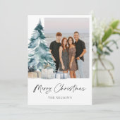 Elegant Merry Christmas Foto Feiertagskarte (Stehend Vorderseite)
