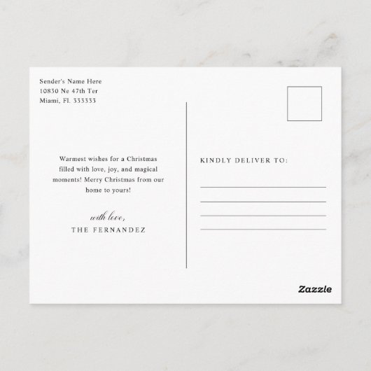 Elegant Merry Christmas Foto Script Simple Postkarte (Rückseite)