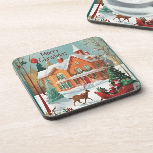 Elegant Merry Christmas Getränkeuntersetzer (Linke Seite)
