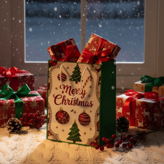 Elegant Merry Christmas Gift Bag Mittlere Geschenktüte
