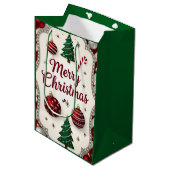 Elegant Merry Christmas Gift Bag Mittlere Geschenktüte (Vorderseite Schrägansicht)