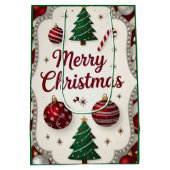 Elegant Merry Christmas Gift Bag Mittlere Geschenktüte (Rückseite)