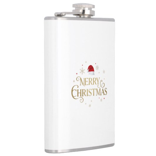 Elegant Merry Christmas Gold & Red Design Flachmann (Rechts)