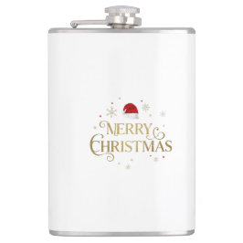Elegant Merry Christmas Gold & Red Design Flachmann