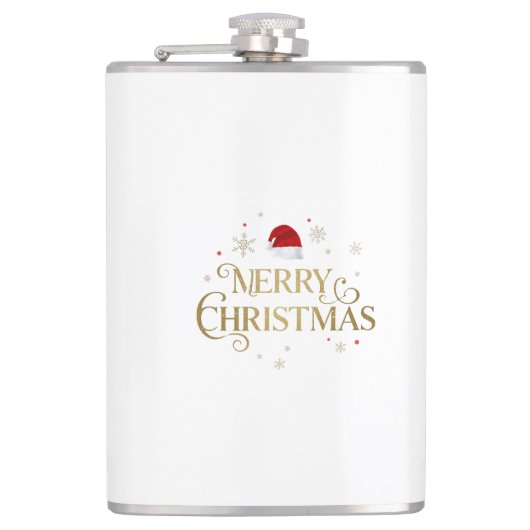 Elegant Merry Christmas Gold & Red Design Flachmann (Vorderseite)