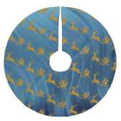 Elegant Merry Christmas Gold santa Deer xmas Patt Polyester Weihnachtsbaumdecke (Vorderseite)