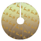 Elegant Merry Christmas Gold santa Deer xmas Patt Polyester Weihnachtsbaumdecke (Vorderseite)