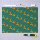 Elegant Merry Christmas Gold santa Deer xmas Patt Seidenpapier (Handwerk)