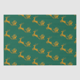 Elegant Merry Christmas Gold santa Deer xmas Patt Seidenpapier
