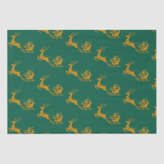 Elegant Merry Christmas Gold santa Deer xmas Patt Seidenpapier (Vorderseite)