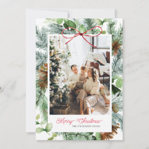 Elegant Merry Christmas Greenery Foto Feiertagskarte