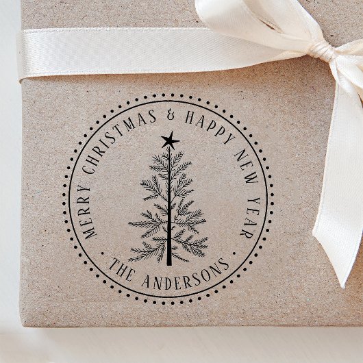 Elegant Merry Christmas & Happy New Year  Gummistempel