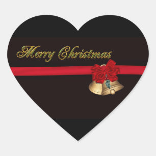 Elegant Merry Christmas Herz-Aufkleber