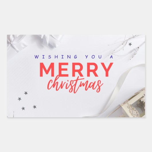 Elegant Merry Christmas Holiday Greeting Sticker (Vorderseite)