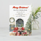 Elegant Merry Christmas Holiday Party Einladung (Stehend Vorderseite)